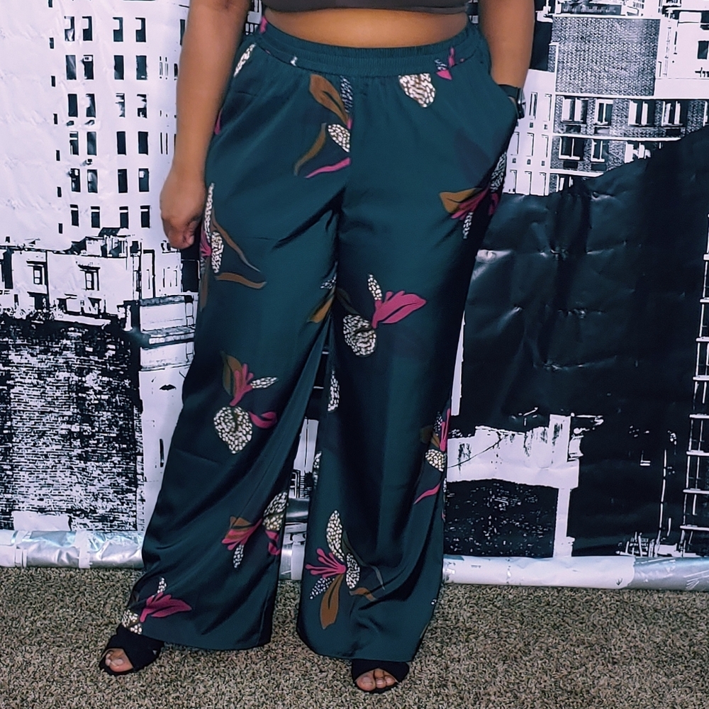ELOQUII wide leg satin pants